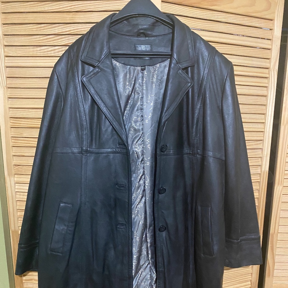 Leather trench coat